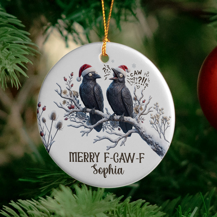 Gothic Christmas Merry F-Caw-F - Personalized Ornament 7
