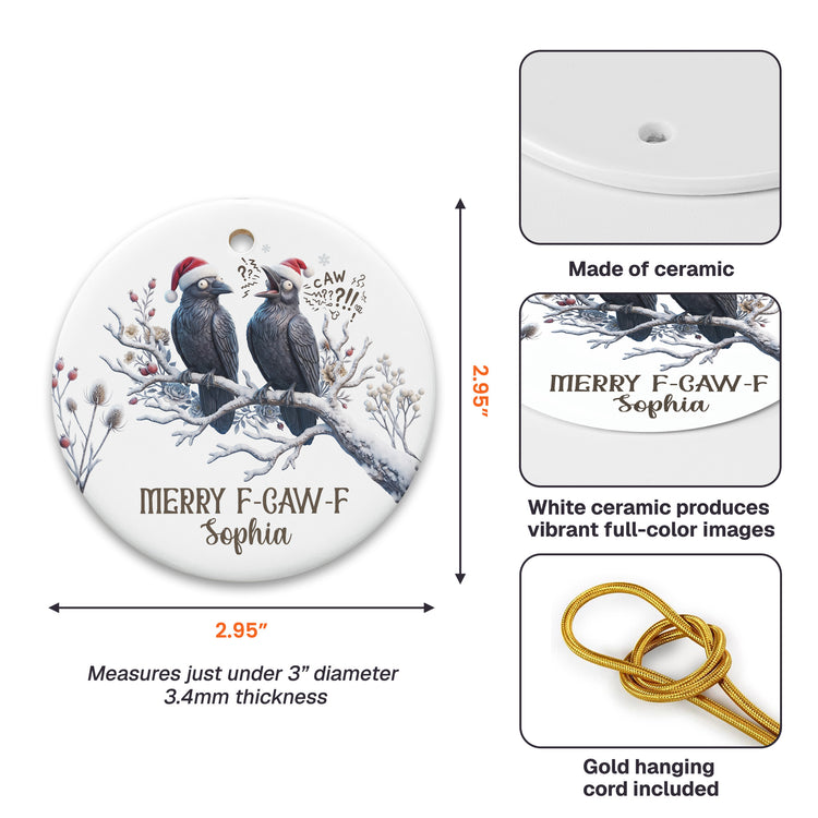 Gothic Christmas Merry F-Caw-F - Personalized Ornament 8