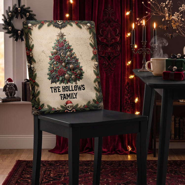 Gothic Christmas Style Our Family - Personalized Chair Back Cover 2