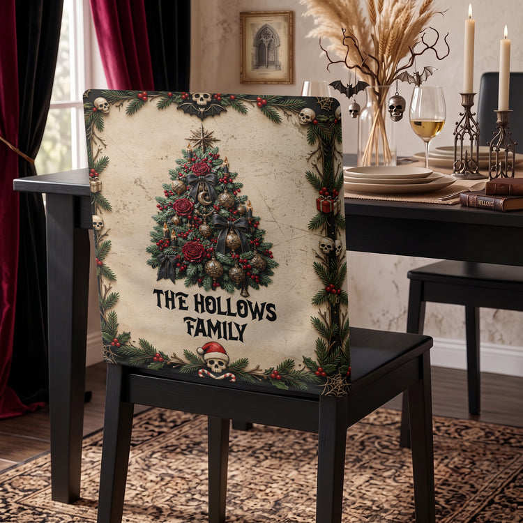 Gothic Christmas Style Our Family - Personalized Chair Back Cover 5