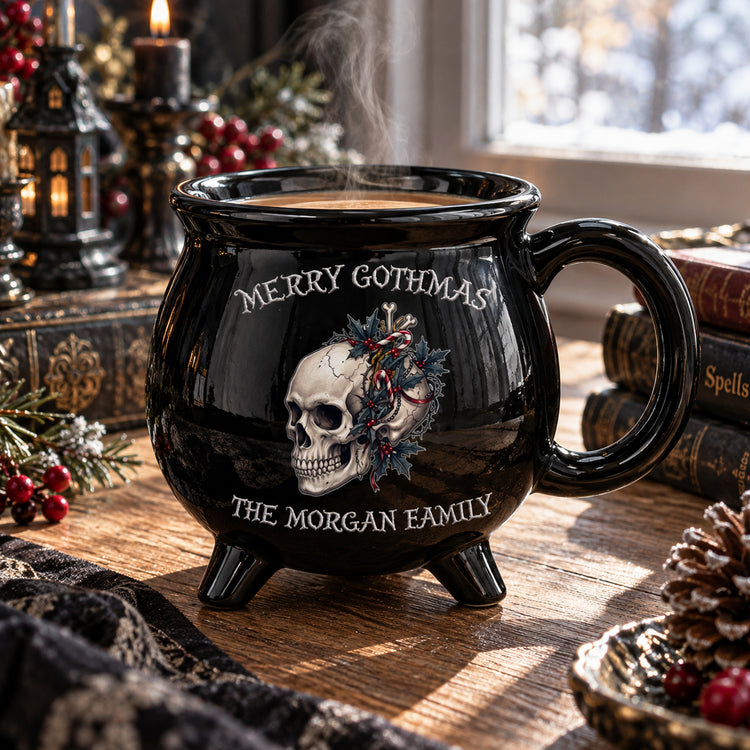 Gothic Christmas With Family - Personalized Mug 2