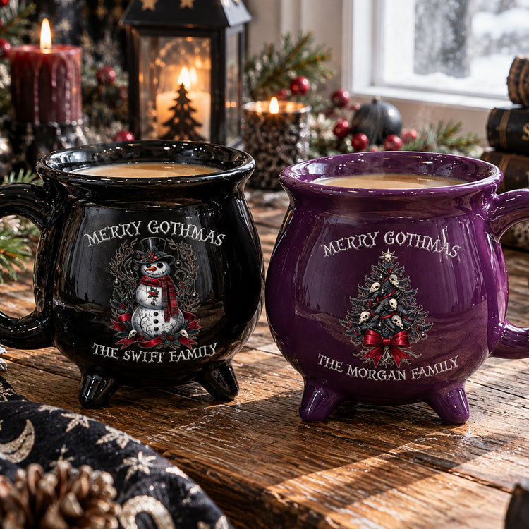 Gothic Christmas With Family - Personalized Mug 3
