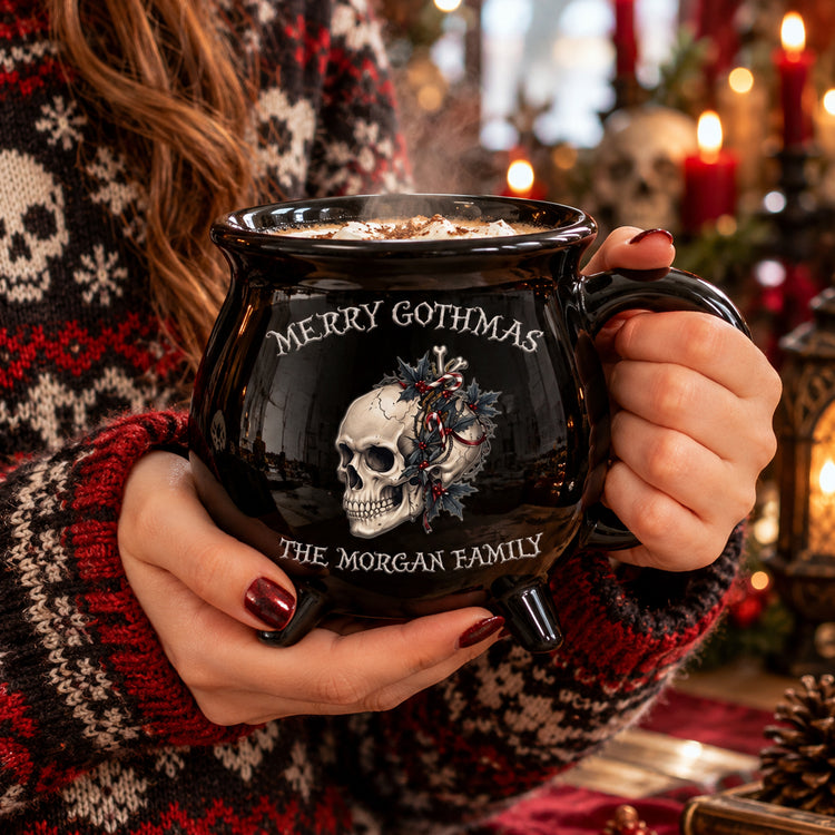 Gothic Christmas With Family - Personalized Mug 6