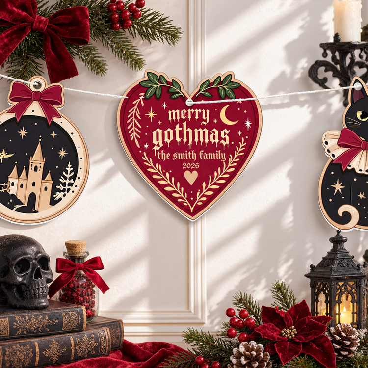 Gothic Christmas With Our Family - Personalized Garland Banner 2