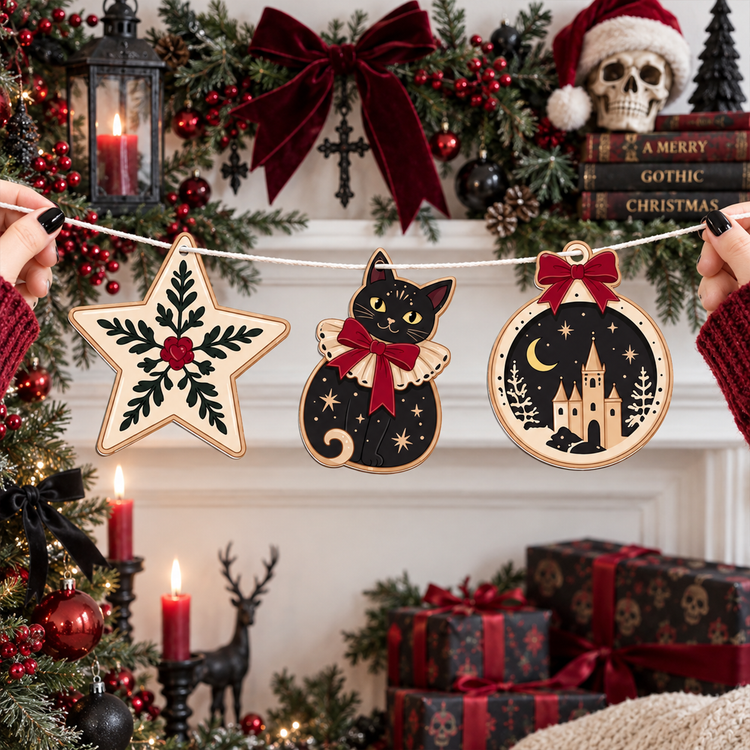 Gothic Christmas With Our Family - Personalized Garland Banner 3