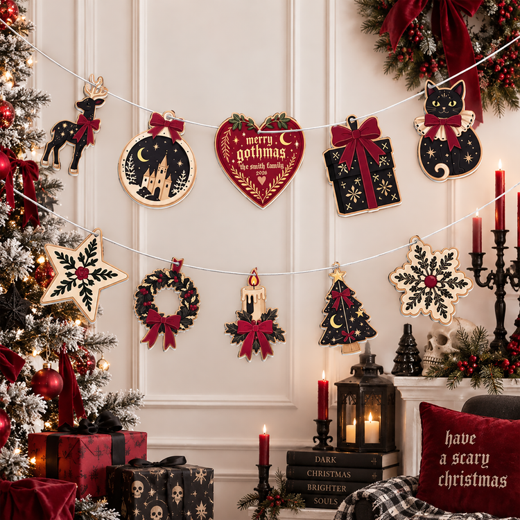 Gothic Christmas With Our Family - Personalized Garland Banner 4