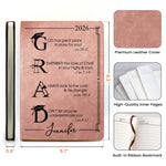 Graduation Motivation God Has Great Plans For You - Personalized Leather Journal