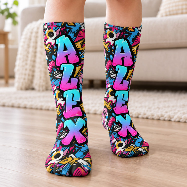 Graffiti Style Name Custom - Personalized Socks 1