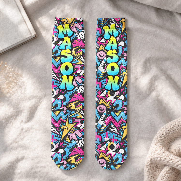 Graffiti Style Name Custom - Personalized Socks 3