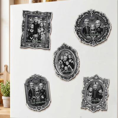 Grandkids Gothic Portrait Spooky Halloween - Personalized Magnet