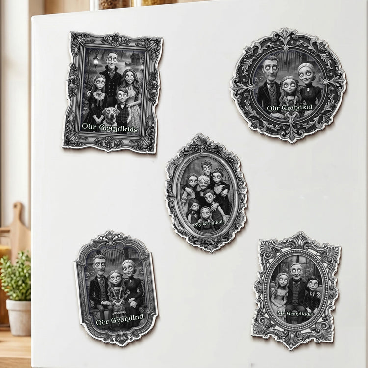 Grandkids Gothic Portrait Spooky Halloween - Personalized Magnet 1