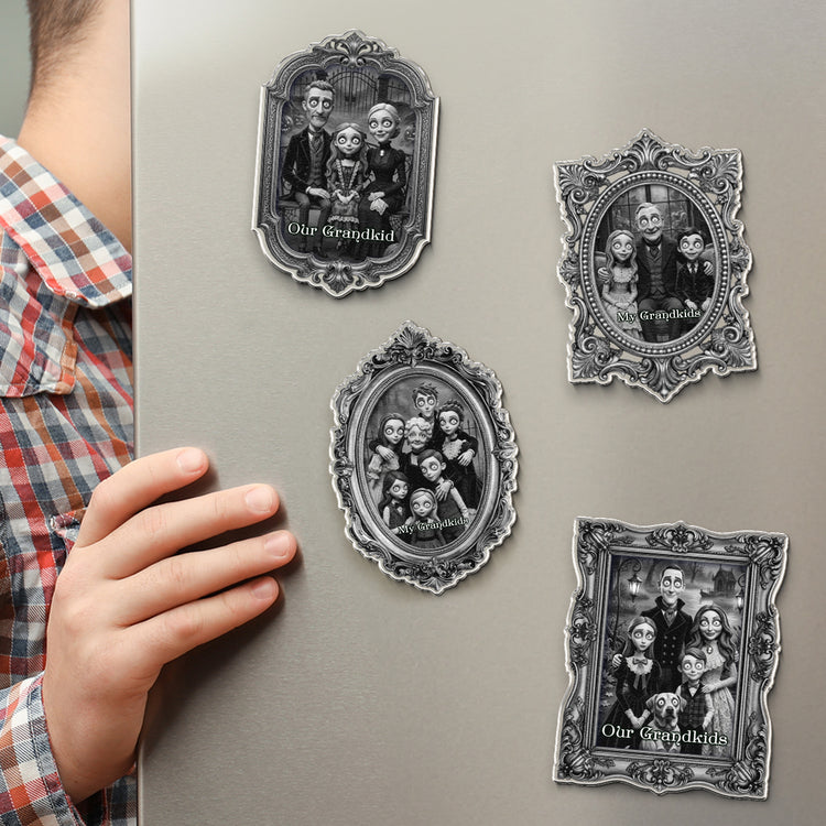 Grandkids Gothic Portrait Spooky Halloween - Personalized Magnet 2