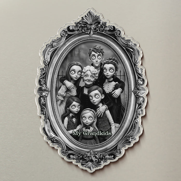 Grandkids Gothic Portrait Spooky Halloween - Personalized Magnet 3