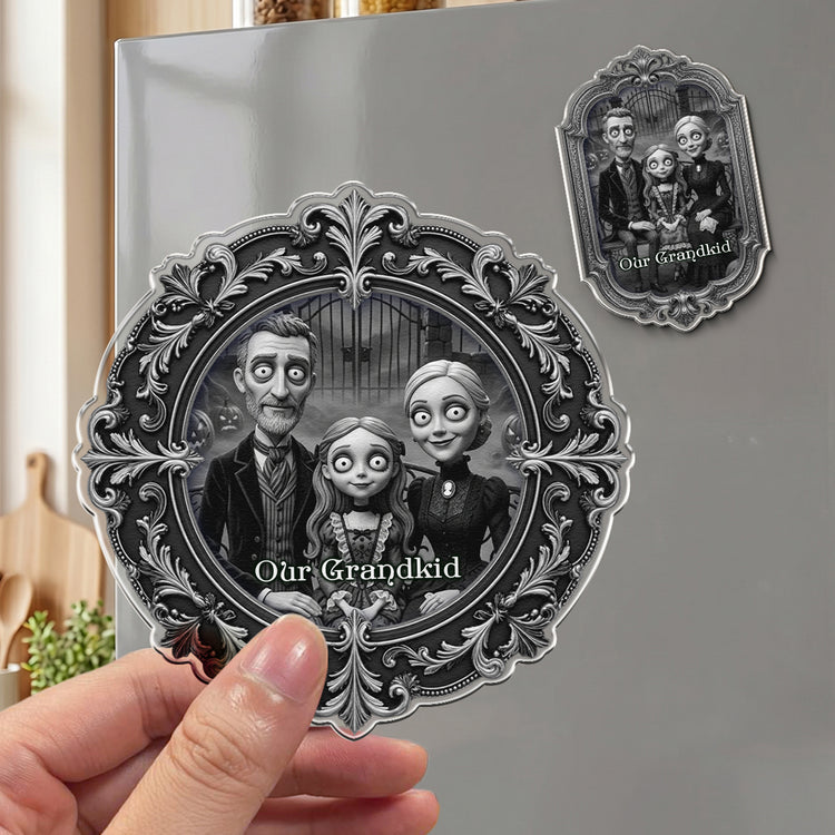Grandkids Gothic Portrait Spooky Halloween - Personalized Magnet 4