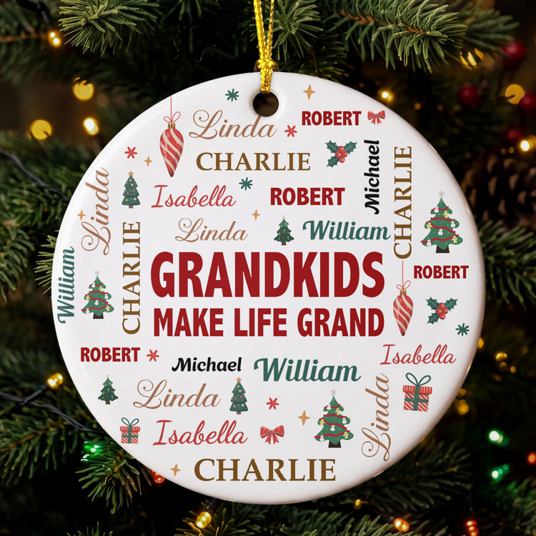 Grandkids Make Life Grand - Customize With Kids Names - Personalized Ornament 4