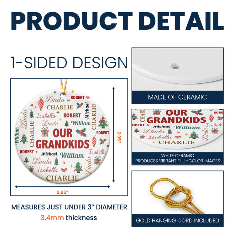 Grandkids Make Life Grand - Customize With Kids Names - Personalized Ornament 5