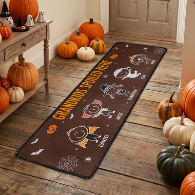 Grandkids Spoiled Here Doodle Halloween - Personalized Runner Rug