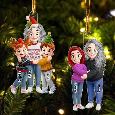 Grandma Hugging Christmas Vibe - Personalized Ornament