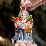 Grandma Hugging Christmas Vibe - Personalized Ornament 3
