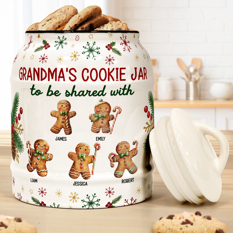 Grandma's Cookie Jar To Be Shared With Christmas Gift For Her, Grandma, Nana - Personalized Cookie Jar 2