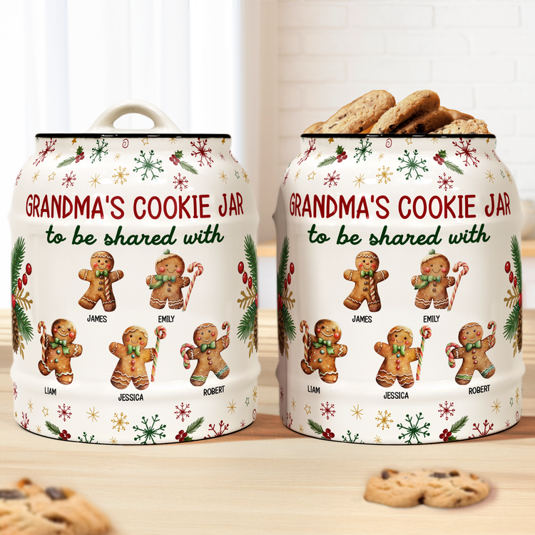 Grandma's Cookie Jar To Be Shared With Christmas Gift For Her, Grandma, Nana - Personalized Cookie Jar 3