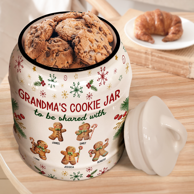Grandma's Cookie Jar To Be Shared With Christmas Gift For Her, Grandma, Nana - Personalized Cookie Jar 4
