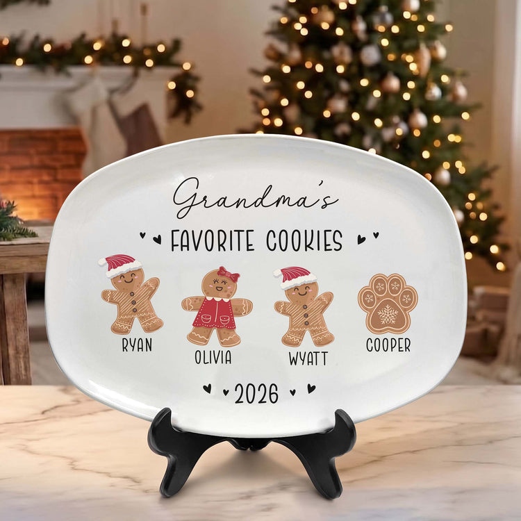 Grandma's Favorite Cookies Christmas Gifts For Nana, Grandma - Personalized Platter 1