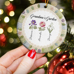 Grandma's Garden Patchwork Birth Flower Print - Personalized Ornament 2