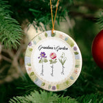 Grandma's Garden Patchwork Birth Flower Print - Personalized Ornament 3