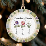 Grandma's Garden Patchwork Birth Flower Print - Personalized Ornament 5