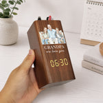 Grandpa We Love You Watercolor - Personalized Pen Holder With Clock 3