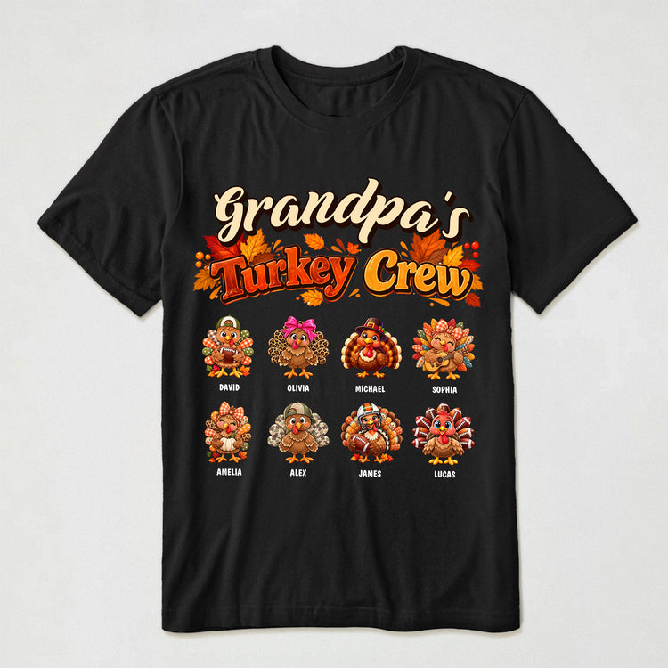 Grandpa'S Turkey Crew- Thanksgiving Gift For Grandpa,Papa, Poppop - Personalized Shirt 2