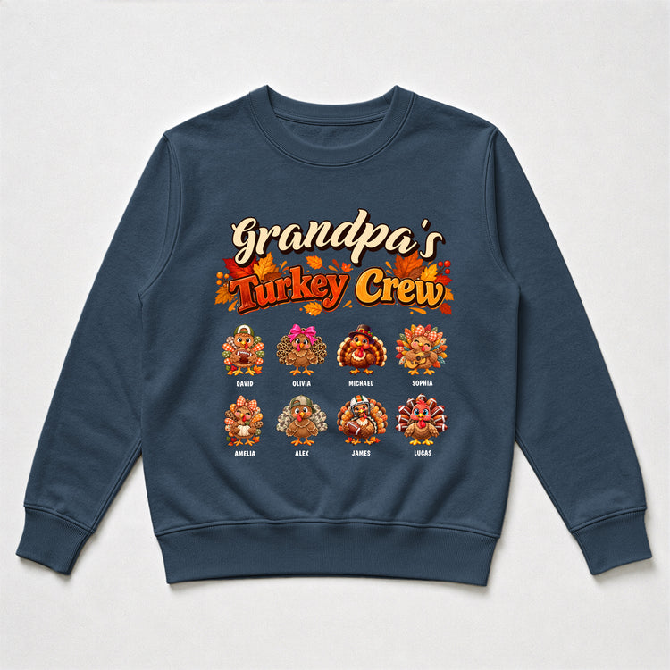 Grandpa'S Turkey Crew- Thanksgiving Gift For Grandpa,Papa, Poppop - Personalized Shirt 3