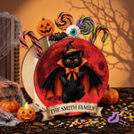 Halloween Black Cat Vampire Halloween Moon - Personalized Pen Holder 1