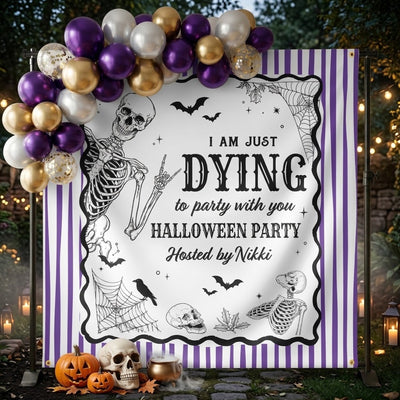 Halloween Party Funny Skeleton Meme - Personalized Backdrop