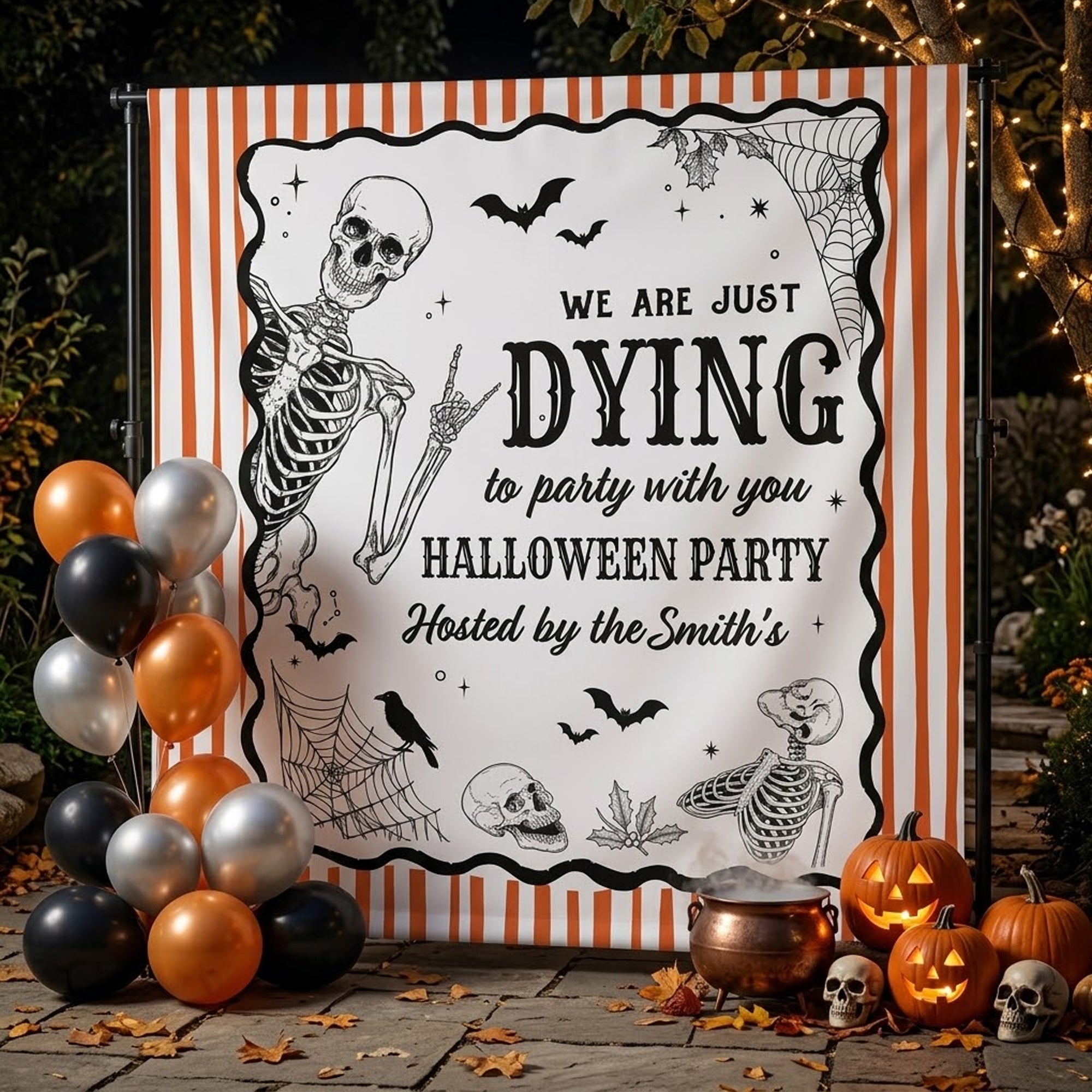 Halloween Party Funny Skeleton Meme - Personalized Backdrop 2