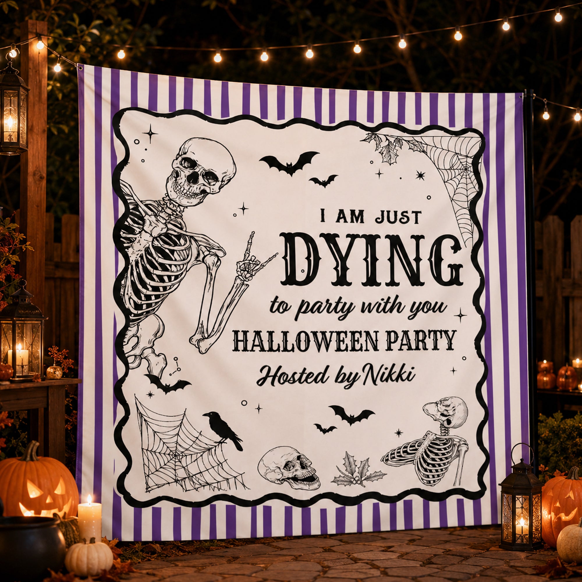 Halloween Party Funny Skeleton Meme - Personalized Backdrop 3
