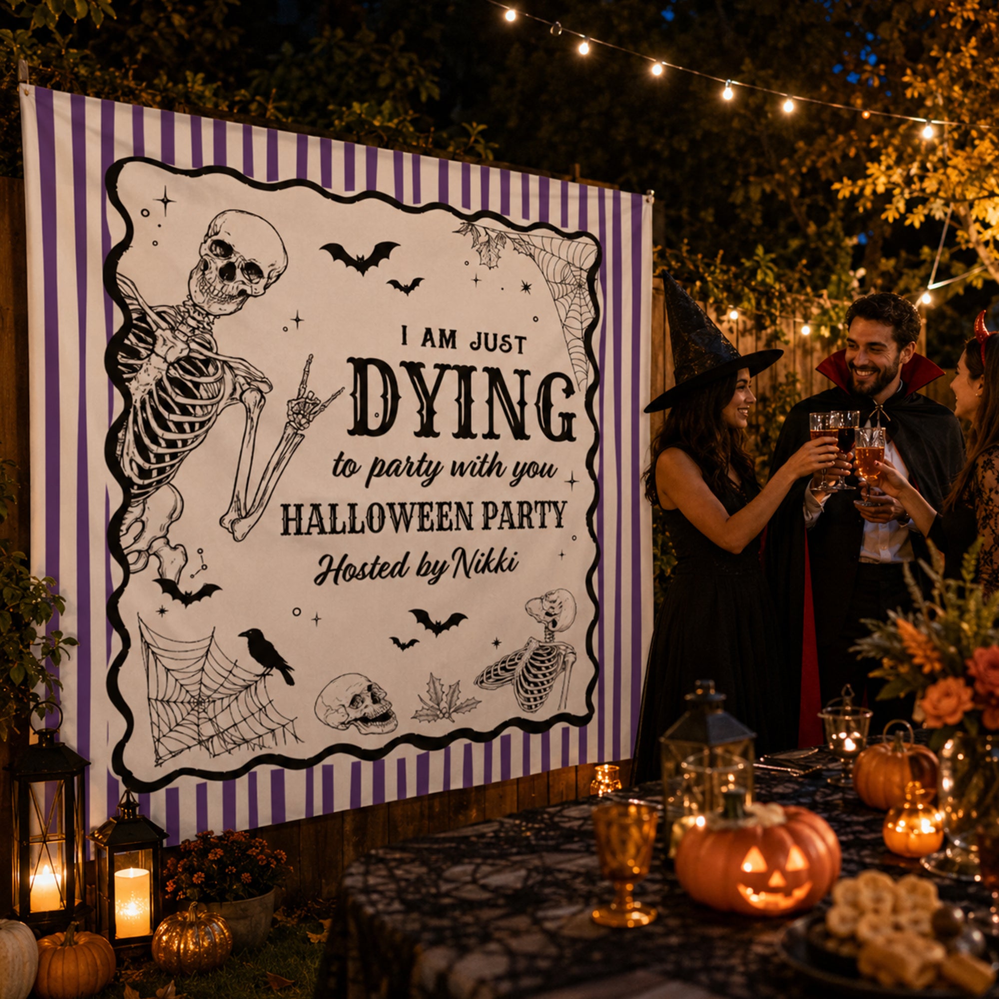 Halloween Party Funny Skeleton Meme - Personalized Backdrop 4