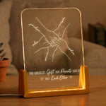 Hands Print Line Art Custom Name Gift For Sibling - Personalized Night Light 1