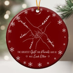 Hands Print Line Art Custom Name Gift For Sibling - Personalized Ornament 1