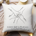 Hands Print Line Art Custom Name Gift For Sibling - Personalized Pillow 2