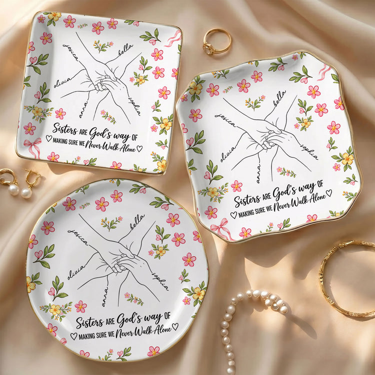 Hands Print Line Art Custom Name Gift For Sister - Personalized Jewelr ...