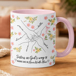 Hands Print Line Art Custom Name Gift For Sister - Personalized Mug 2