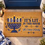 Hanukkah Decorations, Seasonal Decor Happy Hanukkah - Personalized Doormat 2