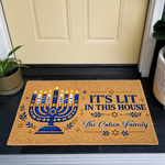 Hanukkah Decorations, Seasonal Decor Happy Hanukkah - Personalized Doormat 3