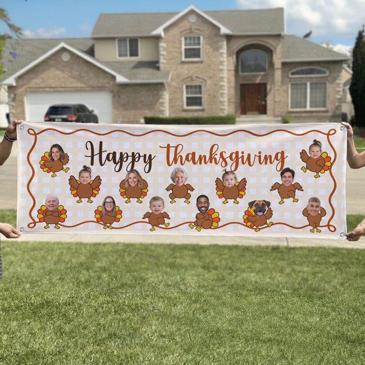 Happy Thanksgiving, Happy Friendsgiving- Thanksgiving Decor - Personalized Banner 2
