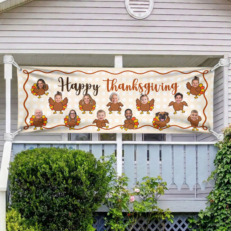 Happy Thanksgiving, Happy Friendsgiving- Thanksgiving Decor - Personalized Banner 4