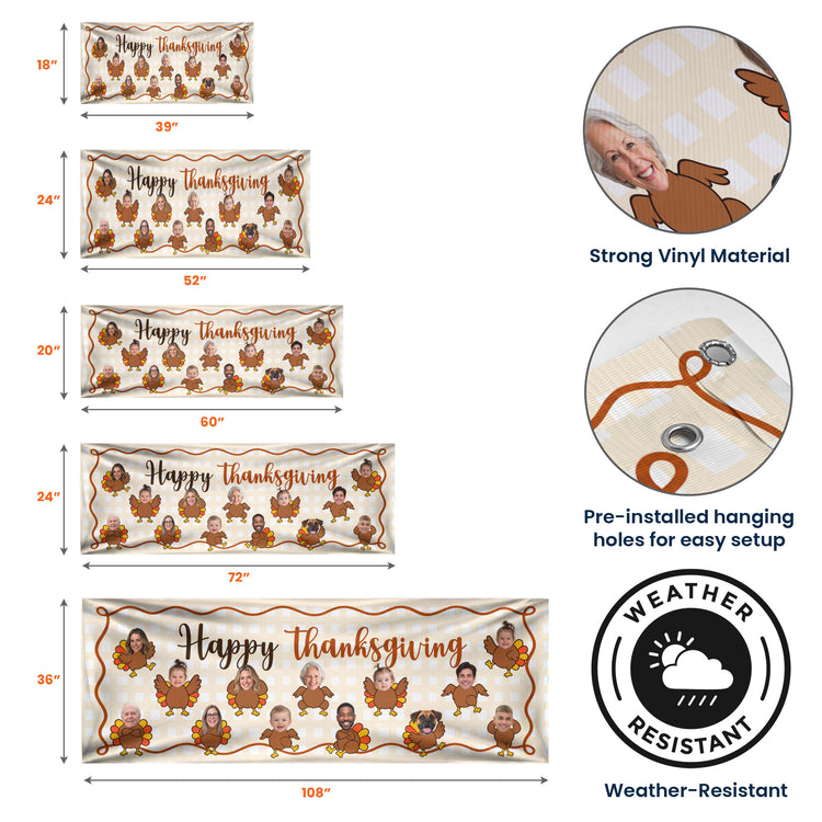 Happy Thanksgiving, Happy Friendsgiving- Thanksgiving Decor - Personalized Banner 6