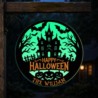 Haunted House Family Scary - Personalized Wood Sign