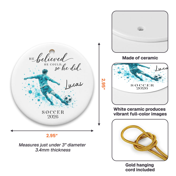 He Belived He Could So He Did Gift For Sport Lovers - Personalized Ornament 4